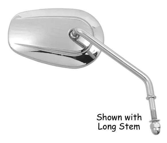 Mid-USA 47039 Chrome Right Side Short Stem Tapered Mirror Harley Repl 91840-03B