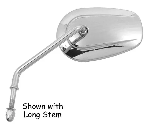 Mid-USA 47040 Chrome Left Side Short Stem Tapered Mirror Harley Repl 91845-03B