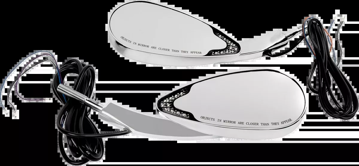 Mirrors - Side View - with LED Turn Signal - Chrome - Pair