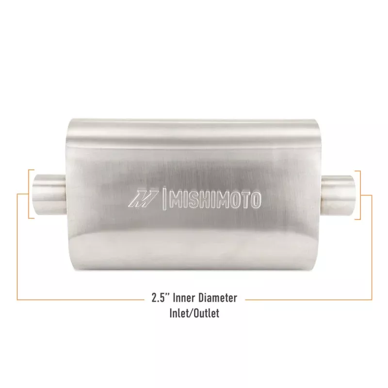 Mishimoto Universal Muffler with 2.5in Center Inlet/Outlet – Brushed