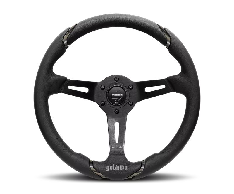 MOMO Gotham Steering Wheel 350 mm – Black Leather / Black Spokes