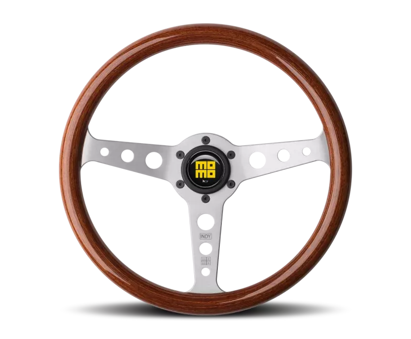 MOMO Indy Steering Wheel 350 mm – Mahogany Wood / Brshd Spokes