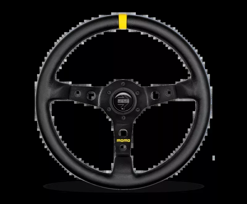 Momo MOD07 Steering Wheel 350 mm – Black Leather / Black Spokes / 1 Stripe