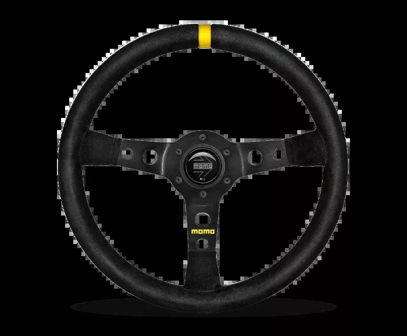 Momo MOD07 Steering Wheel 350 mm – Black Suede / Black Spokes / 1 Stripe