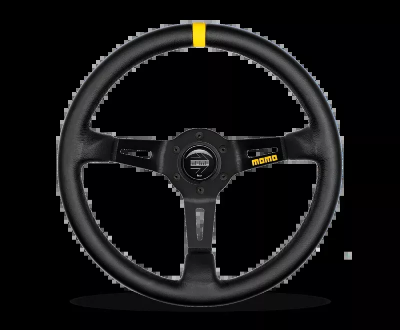Momo MOD08 Steering Wheel 350 mm – Black Leather / Black Spokes / 1 Stripe