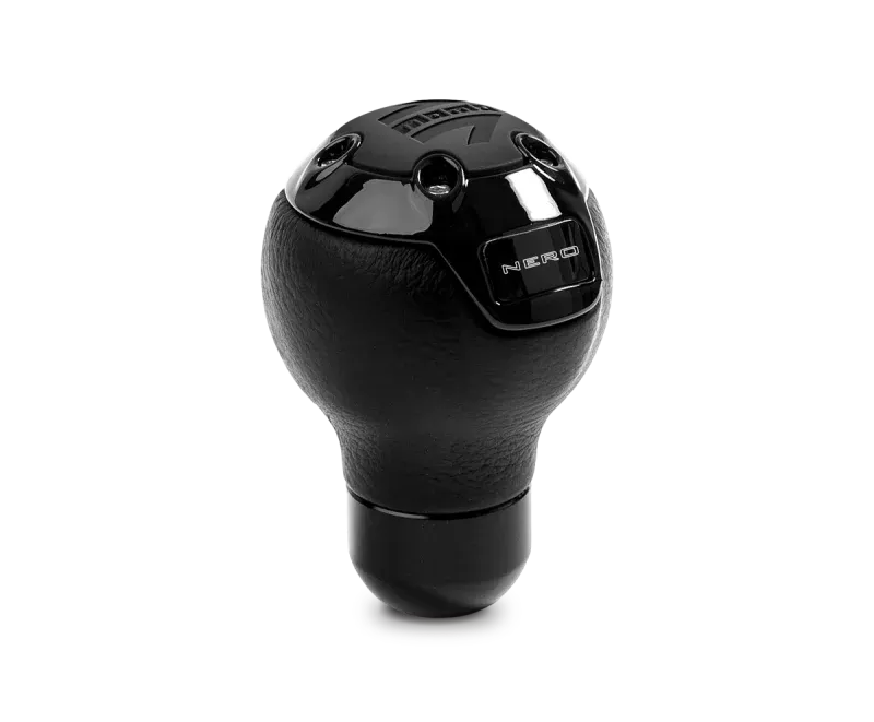 Momo Nero Shift Knob – Tall Black Leather, Black Chrome Insert