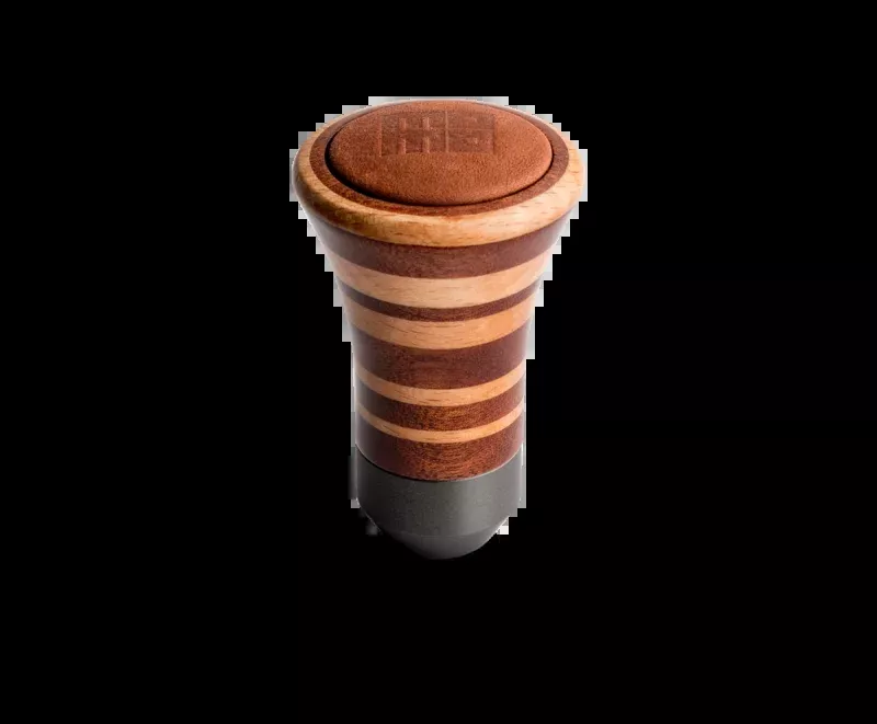 Momo Trofeo Heritage Shift Knob – Tall Wood, Layered Mahogany and Beechwood, Leather Insert Top