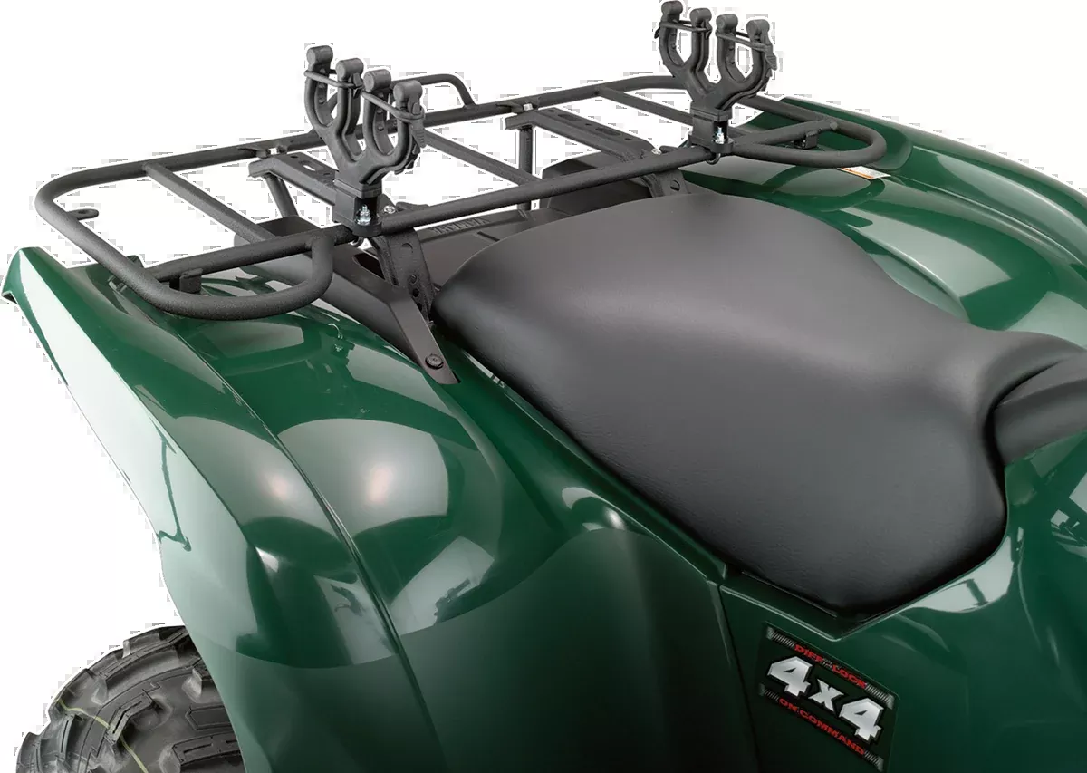 Moose Black Aluminum Rubber ATV Double Axis Rear Cargo Rail Gun Rack