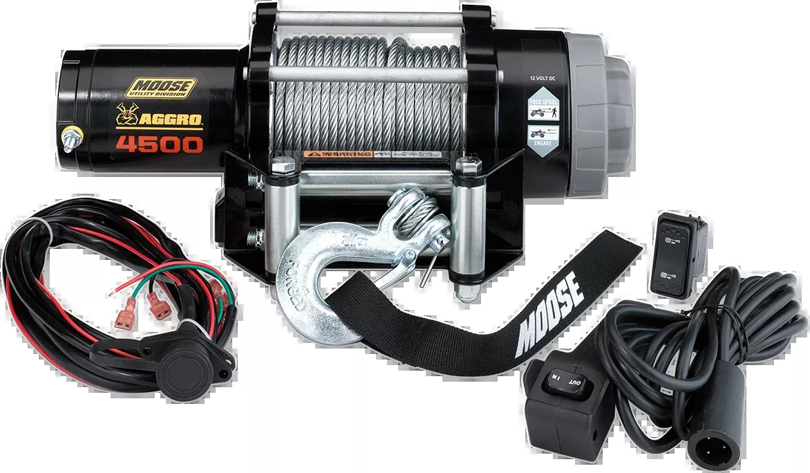 Moose Utility Black 4500 lb. 50' Wire Rope Aggro UTV ATV Off Road Winch