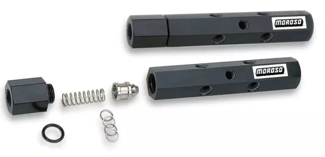 Moroso Pressure Regulator Fuel Log w/Shims – 6-10psi Adjustment