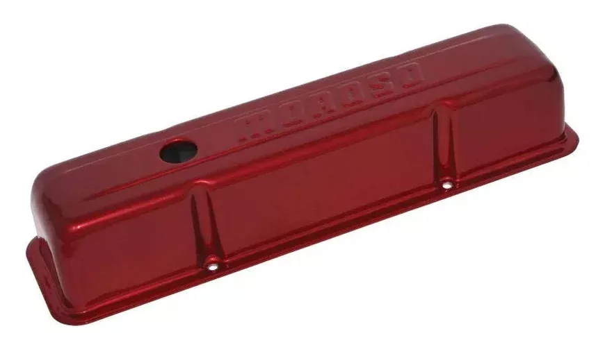 Moroso Valve Cover – Red Powder Coat – Single fits Chevrolet Small Block