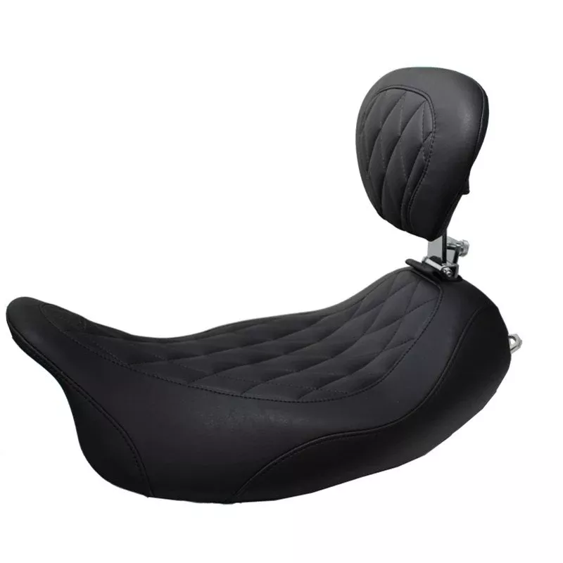 Mustang 79725 Wide Tripper Touring Seat w/ Diamond & Backrest 08-23 Harley FLH/T