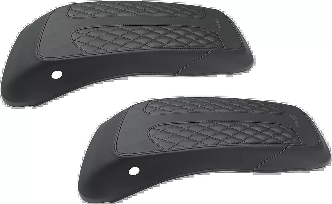 Mustang Black Diamond Pair Saddlebag Lid Covers 2014-2021 Harley Tri Glide Ultra
