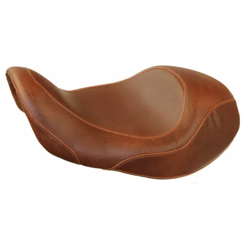 Mustang Brown Wide Tripper Forward Solo Seat for 2006-2017 Harley Dyna - Smooth