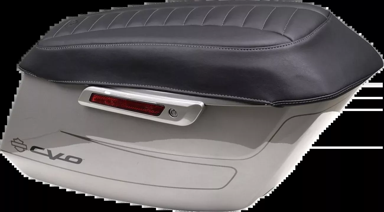 Mustang Deluxe Gray Stitch Saddlebag Lid Covers for 2023-2026 Harley Touring