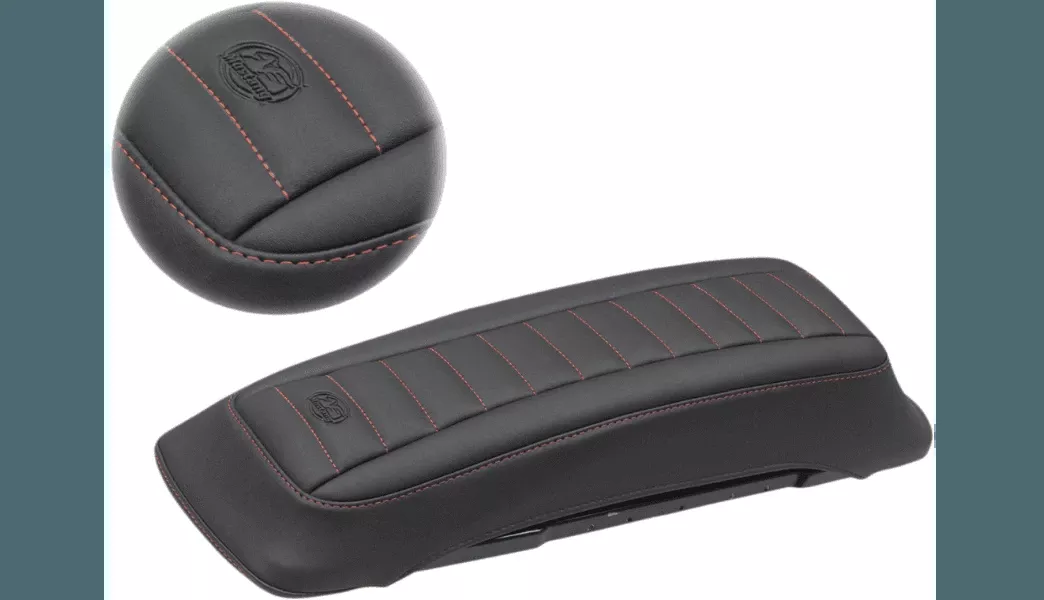 Mustang Saddlebag Lid Covers for '93-13 Harley Davidson FL Models - Black/Red