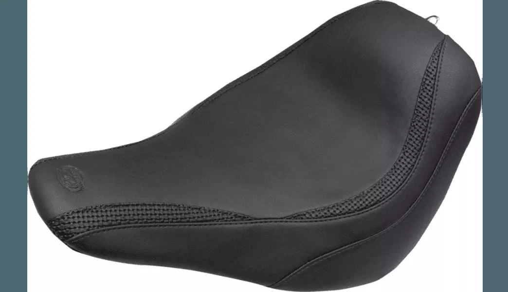 Mustang Solo Runaround Seat for Harley Davidson Softail Lowrider Models and Sport Glide '18-Up - Black Basketweave