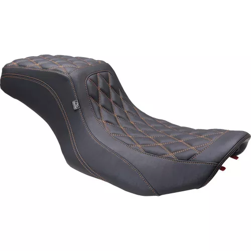 Mustang Squareback 2-Up Full Double Diamond Seat for 2024 Harley Touring* - Orange Stitching