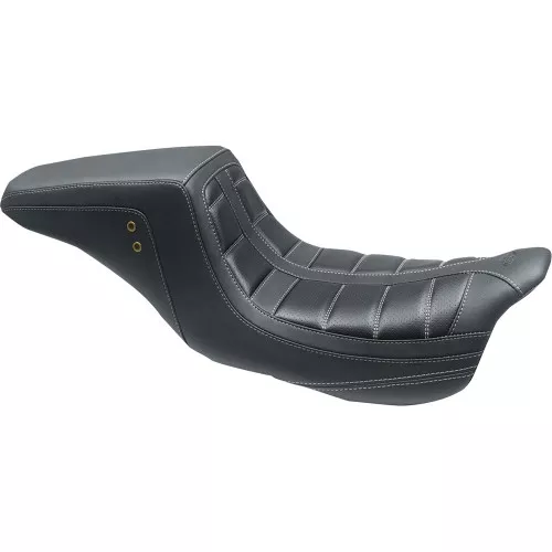 Mustang Squareback One-Piece Seat for 2008-2021 Harley Touring - Gray Stitching