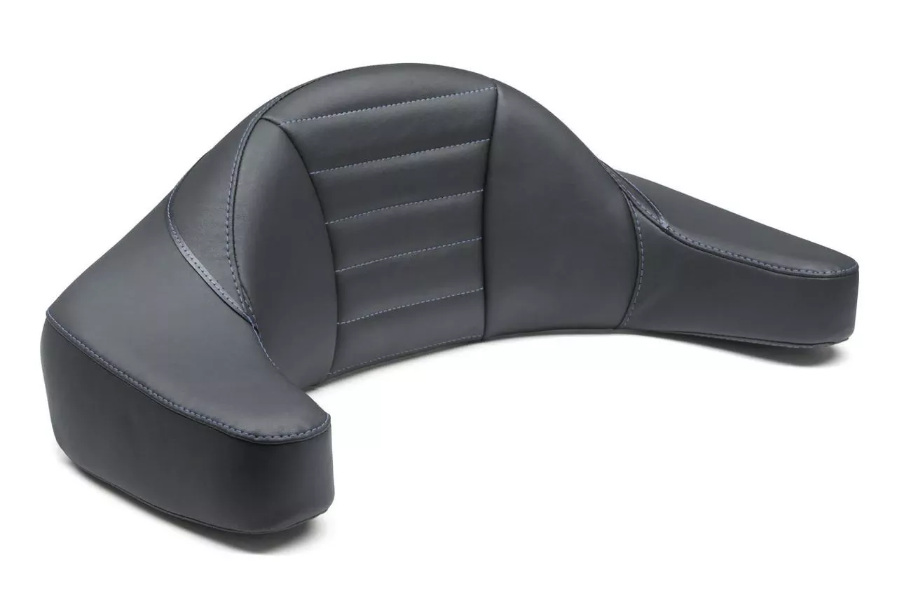 Mustang Super Touring Deluxe Extended Arm Wrap-Around Backrest for '93-13 Harley-Davidson FL Touring - Gunmetal Grey Stitching