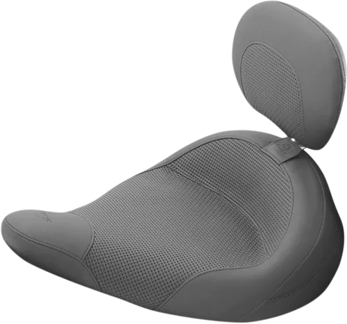 Mustang Touring Solo Seat w/ Backrest for Air Ride for 1983-2023 Harley FLHTPI - Textured