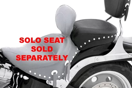 Mustang Wide Recessed Rear Seat (for Driver Backrest Solos) on Softail FXST '06-Up & Fat Boy FLSTF '07-Up w/ 200mm Wide Tire -Plain/Vintage