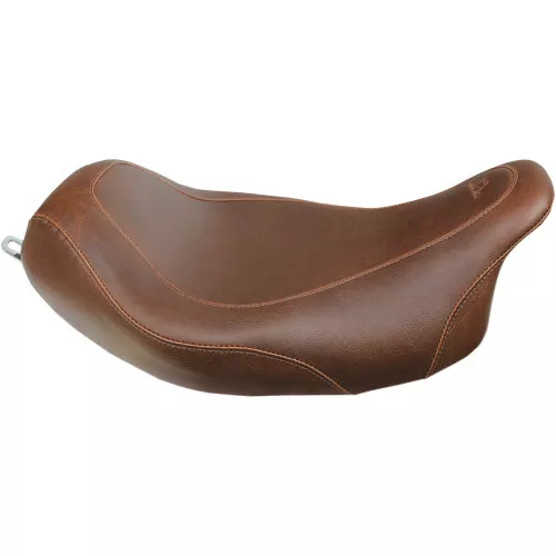 Mustang Wide Tripper Brown Solo Seat for 2008-2023 Harley Touring - Smooth