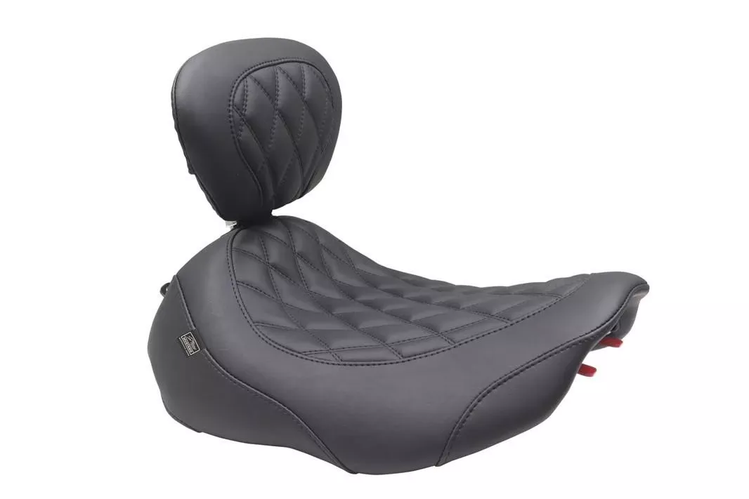 Mustang Wide Tripper Seat with Driver Backrest for '24-Up Harley Davidson Street Glide and Road Glide Modes and '23-24 CVO FLHXSE and CVO FLTRSE Models - Black w/ Double Diamond Stitching (Select Color Stitching)