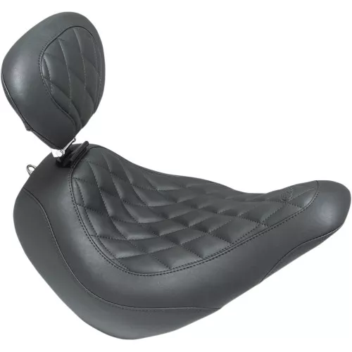 Mustang Wide Tripper Solo Seat with Backrest for 2018-2024 Harley FXLR/FLSB - Diamond