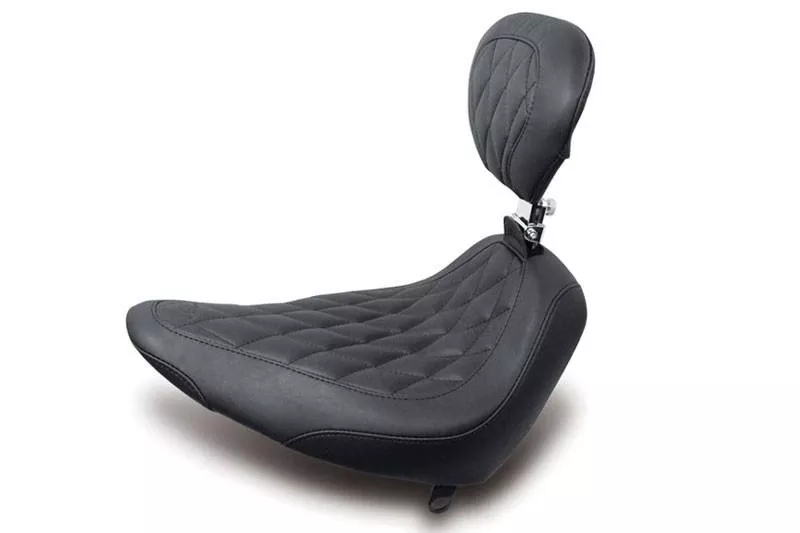 Mustang Wide Tripper Solo with Driver Backrest for '00-06 Harley Davidson Softail Models w/Standard Rear Tire -Black Diamond Stitch