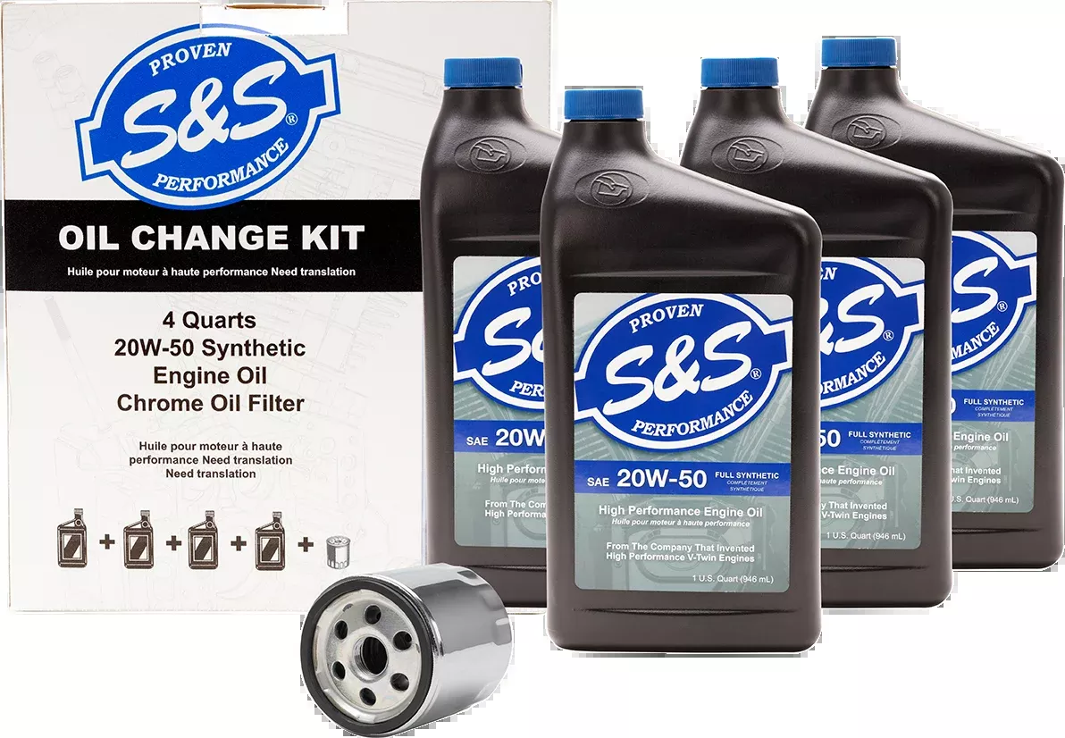 Oil Change Kit - Chrome Filter - '99-'17 Twin Cam - 4 US quarts