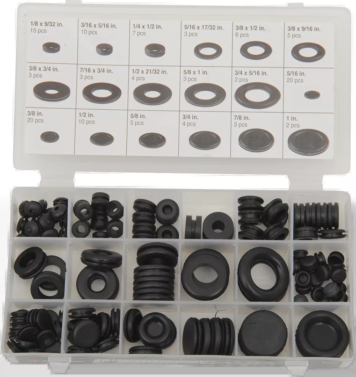 Performance Tool 125 Pack Assortment Rubber Motorcycle Grommet Plug for Harley