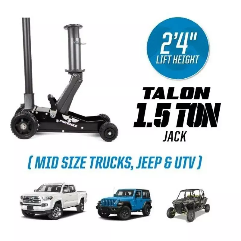 Pro Eagle 1.5 Ton Big Wheel Off Road High Clearance Jack – Talon w/8in Extension