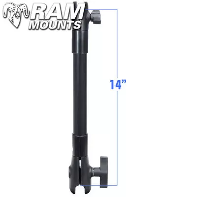 Ram Mounts 14″ Long Extension Pole with 1″ and 1.5″ Single Open Sockets
