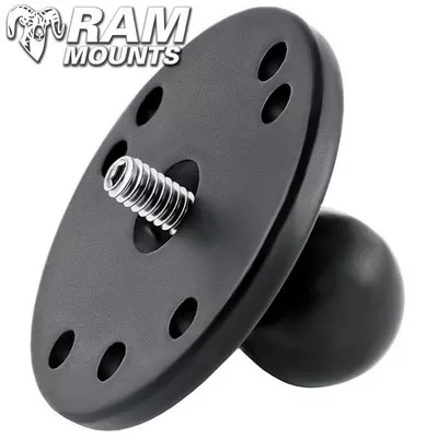 Ram Mounts 2.5″ Round Base (AMPs Hole Pattern), 1″ Ball & 1/4″-20 Threaded Male Post for Cameras