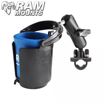 Ram Mounts Handlebar Rail Mount Base, Self-Leveling Cup Holder & Cozy