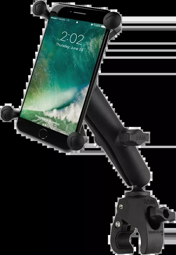 RAM Mounts Small Tough-Claw™ Base With Long Double-Socket Arm And Universal Ram X-Grip Cradle