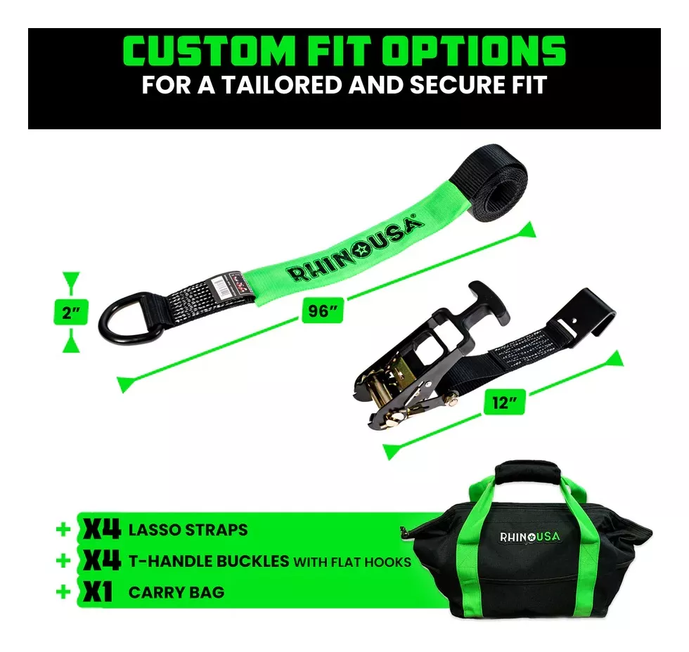 Rhino USA Car Tie-Down Lasso Straps / Basket Straps