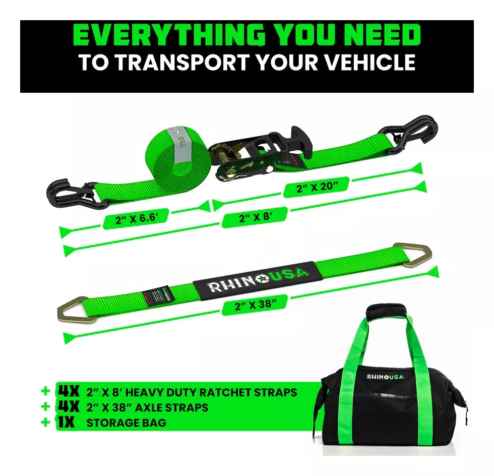 Rhino USA Heavy Duty Vehicle Tie Down Kit