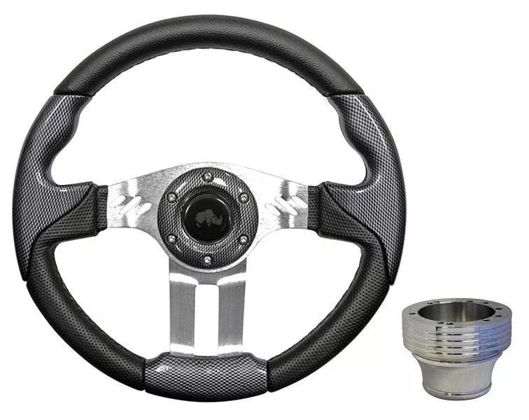 RHOX ACC-SW128 Carbon / Aluminum 13" Aviator 5 Steering Wheel Kit for EZGO