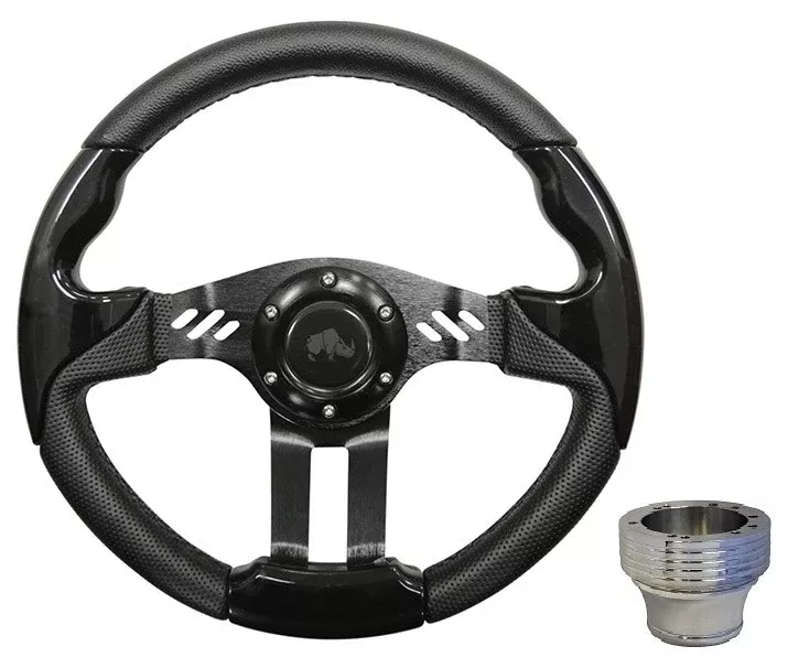 RHOX ACC-SW131 Black / Black Grip 13" Aviator 5 Steering Wheel Kit EZGO