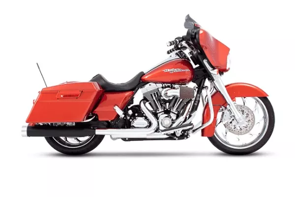 Rinehart Racing Slip-on Mufflers for '95-16 Touring Models 4 inch Black w/ Chrome End Caps