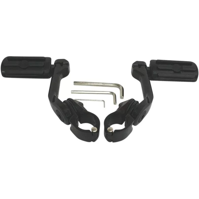 Rivco MV110MB Matte Black Ribbed Highway Pegs w/ Mounts 1-1/4" Bars Harley