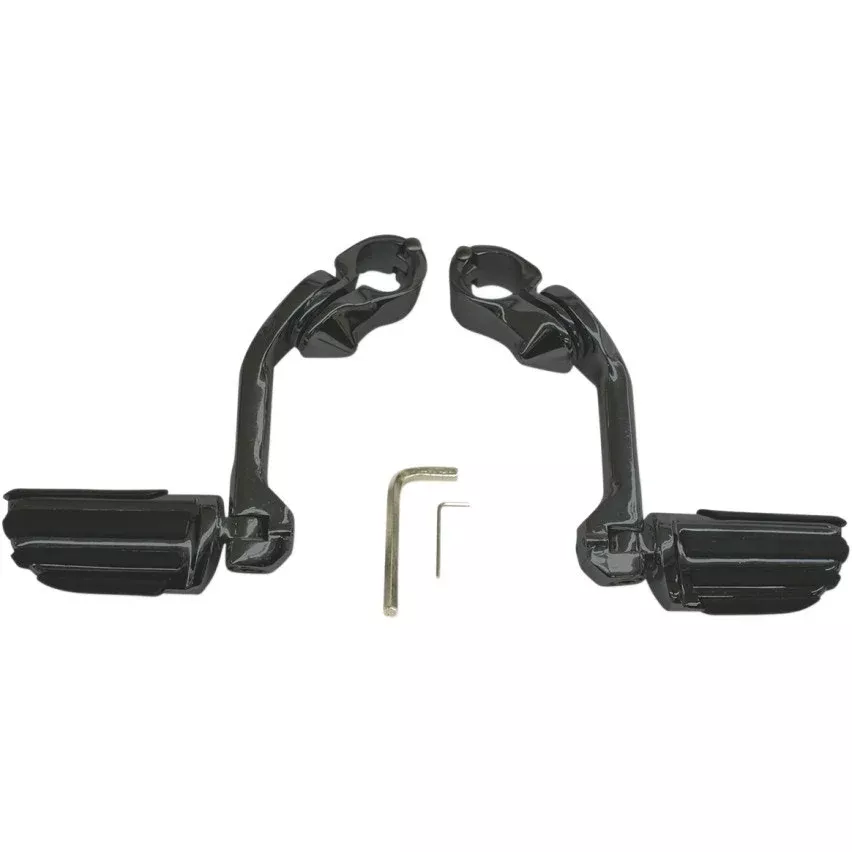 Rivco MV120MB Matte Black Ribbed Highway Pegs w/ Mounts 1-1/4" Bars Harley