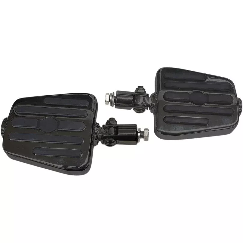 Rivco MV130MB Matte Black Rubber & Steel 4" Mini Folding Floorboards Harley