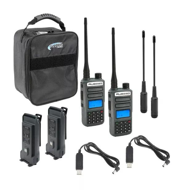 Rugged Radios Adventure Pack GMR2 PLUS – GMRS / FRS Two Way Handheld Radios with Accessories