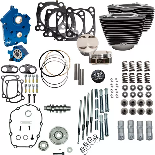 S&S 132" Power Pack Gear Drive Oil Cooled Kit for 114/117" Harley M8