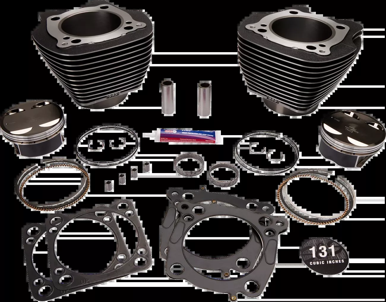 S&S CYCLE 131" Hot Set Up - 4-5/8" Stroke - Black Granite w/Highlight - M8 320-0623