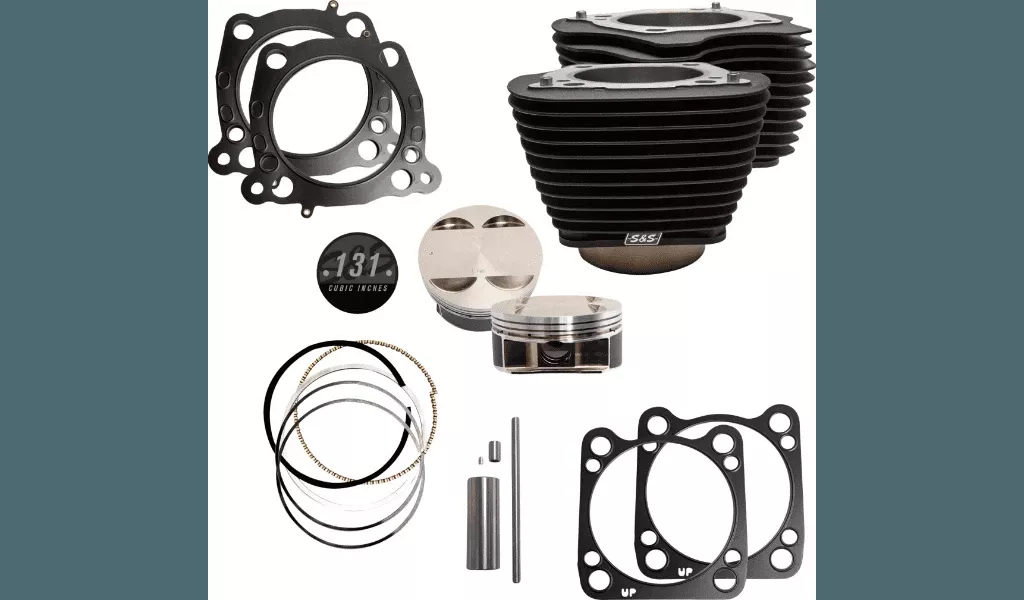 S&S Cycle 131" Stroker Cylinder and Piston Kit with Black Fins for Harley Davidson M-8