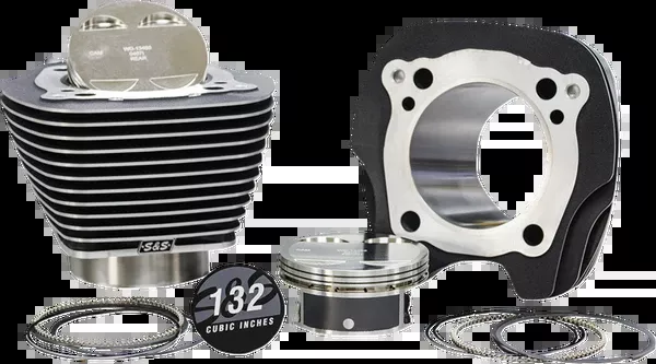 S&S Cycle 132″ Big Bore Cylinder Kit – Black Granite/Highlighted Fins – For 114″/117″ Engine – M8